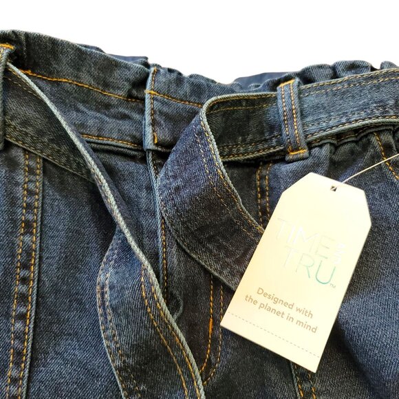 Woman's Jeans Paper Bag Top Dark Wash Belted Waist Time & Tru Size 4 NWT JJ3447 - Picture 8 of 8